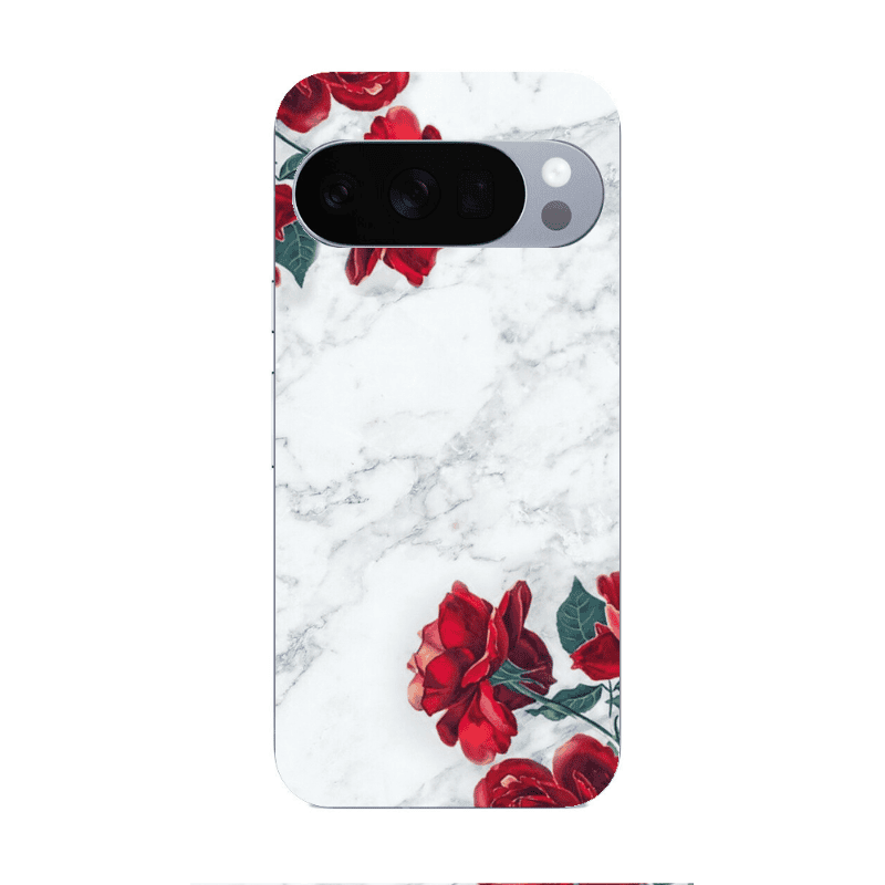 Google Pixel 10 Pro red roses marble Transparent Silicone TPU Θήκη